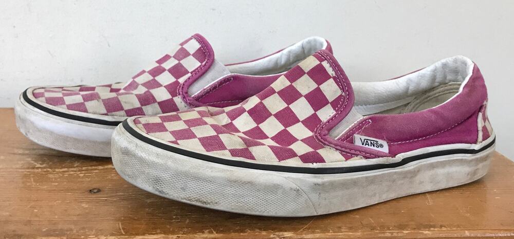 Vans Off the Wall Magenta Pink Check Skate Boarding Boat Skater Shoes 7.5 womens